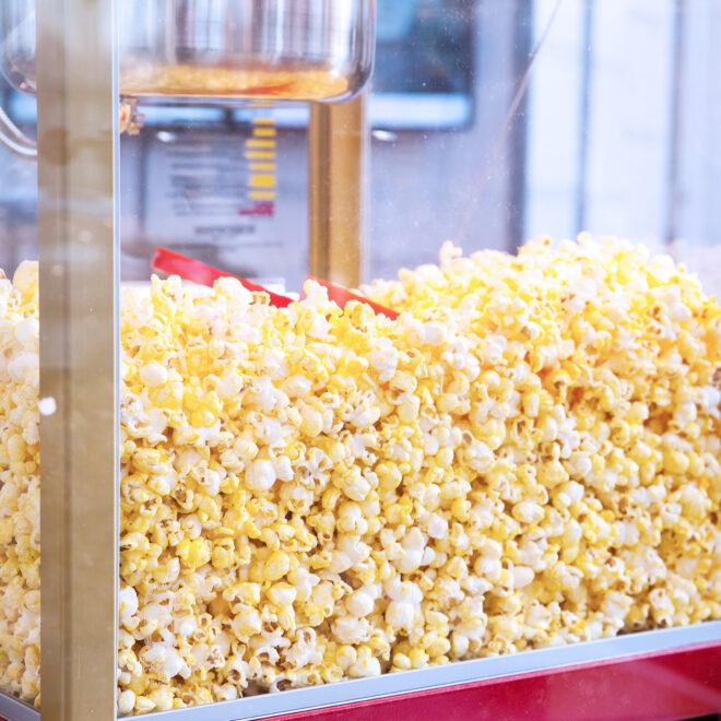 Popcorn machine full of popcorn