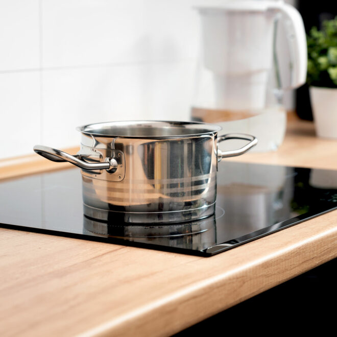 Pot in the kitchen on the induction hob