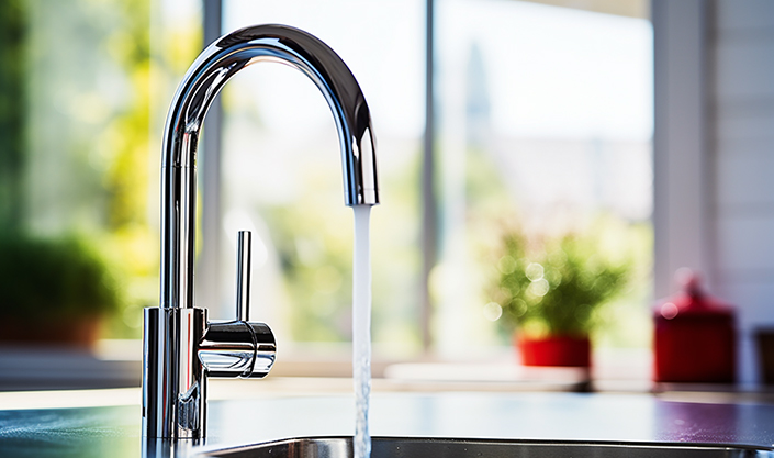 Modern, sleek kitchen tap